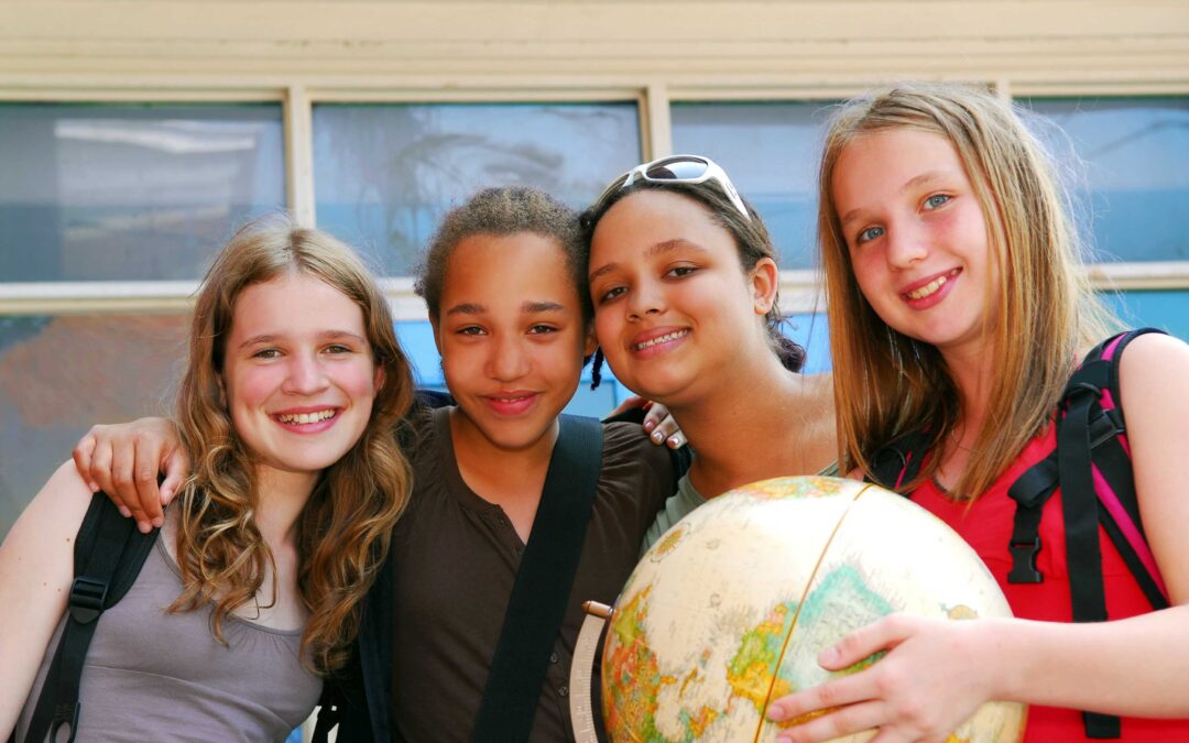 Girls Smiling Globe Education